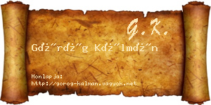 Görög Kálmán névjegykártya